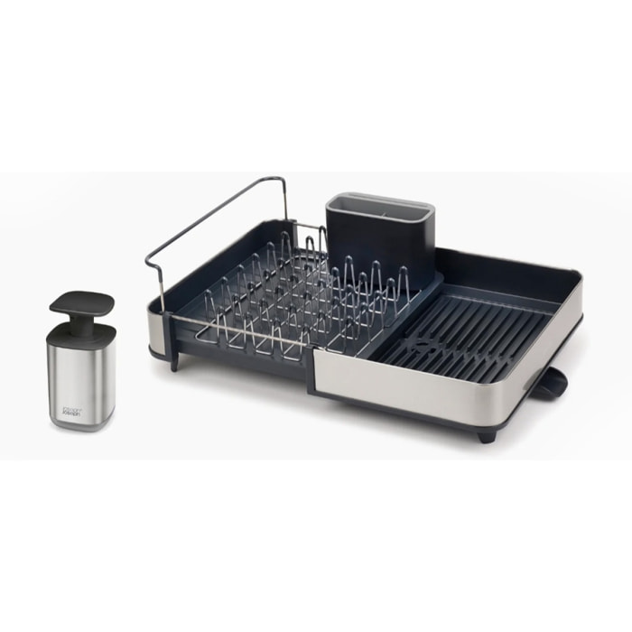 Extend Egouttoir extensible avec bonde + distributeur à savon liquide, inox (85189)