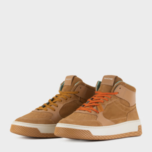 SNEAKER MID P02 UOMO IN SUEDE E PELLE BISCOTTO