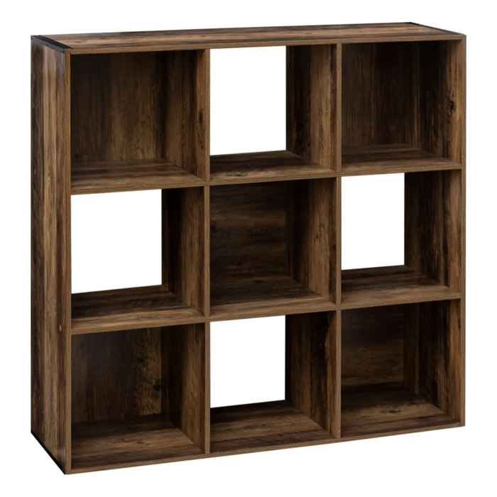 Étagère 9 cases indus "Mix N' Modul" effet bois foncé