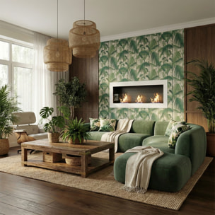 Traiano - Camino a bioetanolo da incasso 120xH40 cm biocamino Bianco