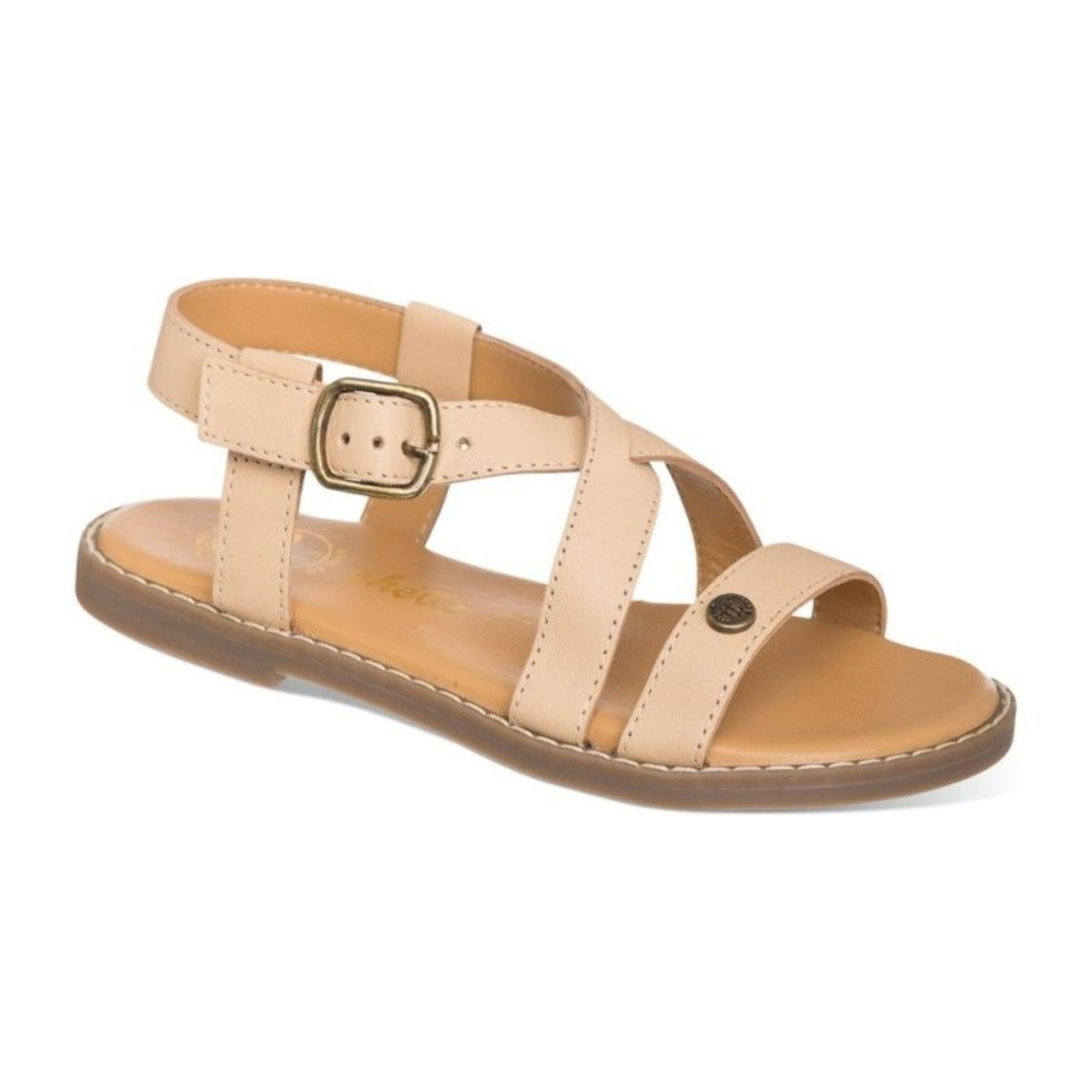Sandalia básica color beige confeccionada en piel de primera calidad
