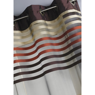 Voilage en Organza rayé et Coloré - Marron chocolat