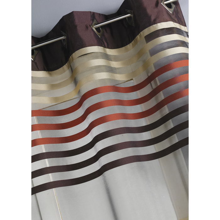 Voilage en Organza rayé et Coloré - Marron chocolat