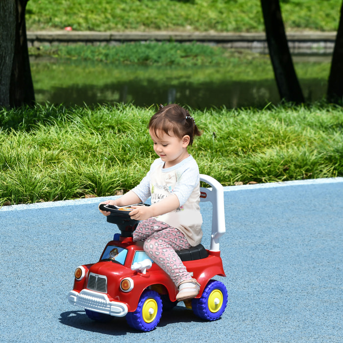 Porteur trotteur enfants véhicule à pousser camion de pompier 18-36 mois - Coffre phares musique - rouge