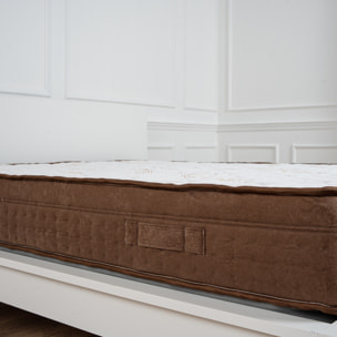 Materasso Matrimoniale Memory Foam 3 Strati Fisso H20 Con Fascia Perimetrale Di Velluto Marrone Biocotton 160x190 - (Antiacaro - Anallergico - Antibatterico - Ergonomico)