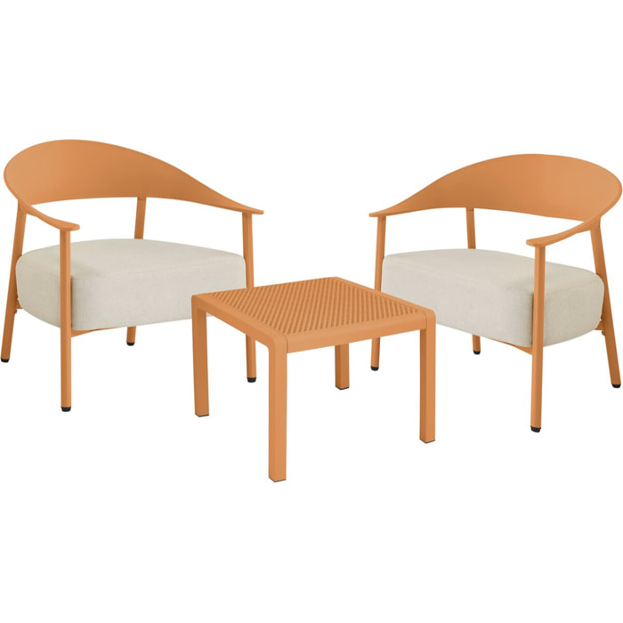 Salon de jardin en métal et plastique "Céora" - 2 places - Orange