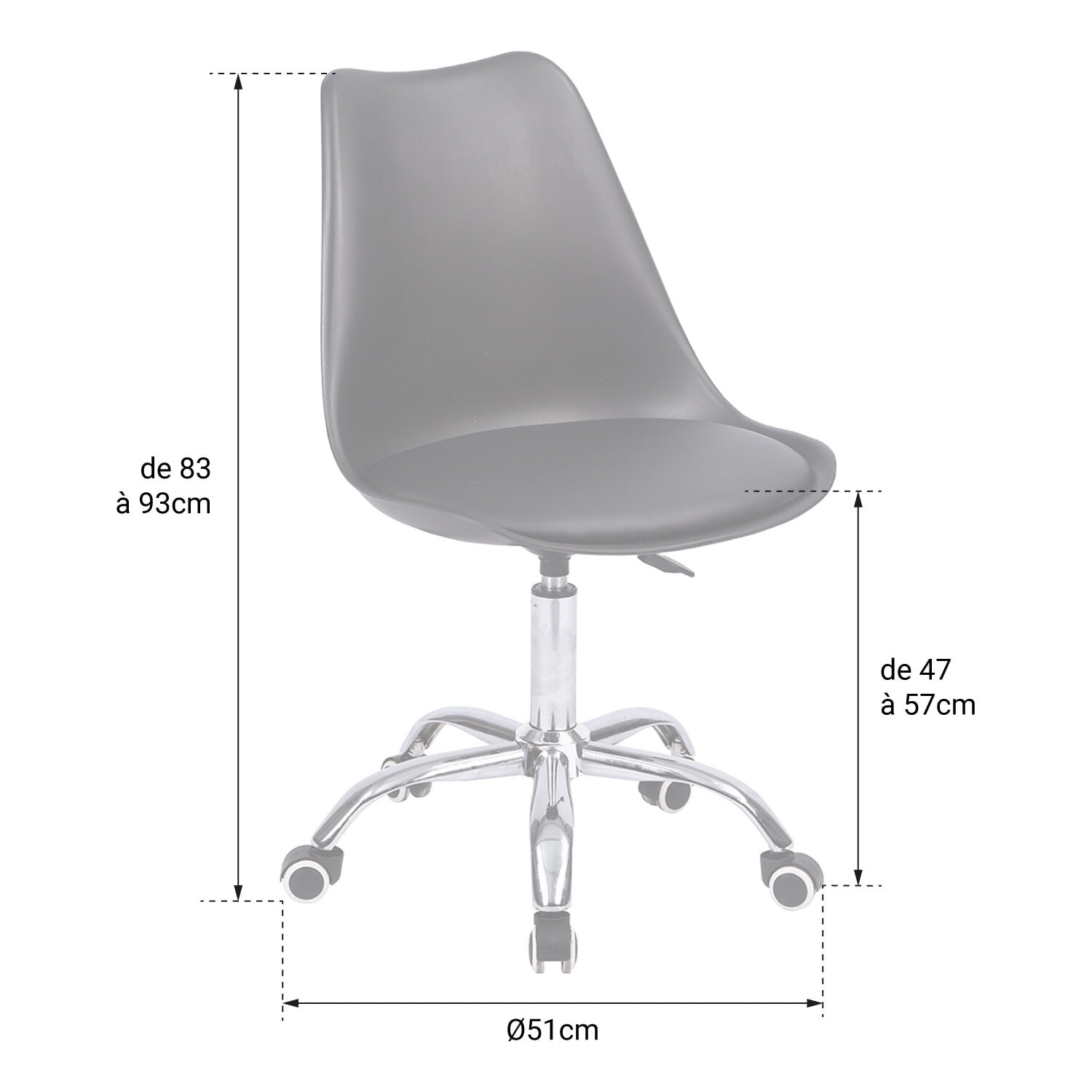 Chaise de bureau réglable en hauteur bleue ANNE