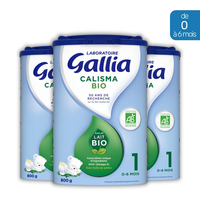3 Boîtes de Lait en poudre Calisma 1 Bio 3x800g - Gallia Bio De 0 à 6 Mois