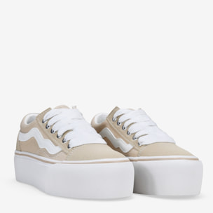 Zapatillas de tela beige con plataforma