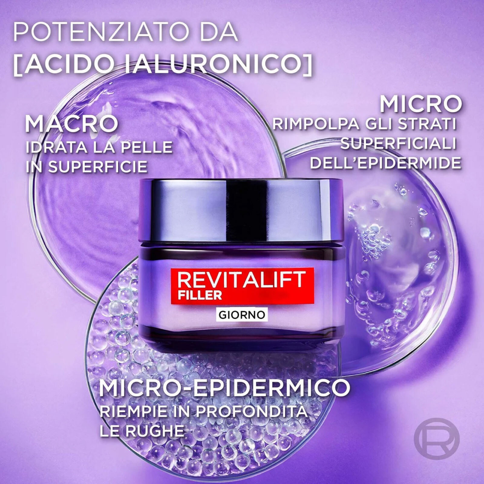 Crema Viso Anti-Rughe Trattamento Rivolumizzante Revitalift Filler con Acido Ialuronico - Barattolo da 50ml