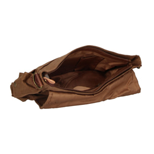 Borsa a spalla unisex - Modello Mina - Canvas e vera pelle - 24.0 x 34.0 x 10.0 cm