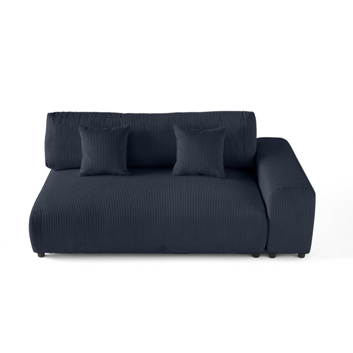 Garance - module d'assise 3 places avec accoudoir droit - en velours côtelé - Bleu nuit