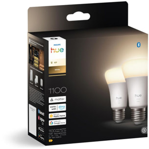 Ampoule LED connectée PHILIPS HUE White E27 75W x2