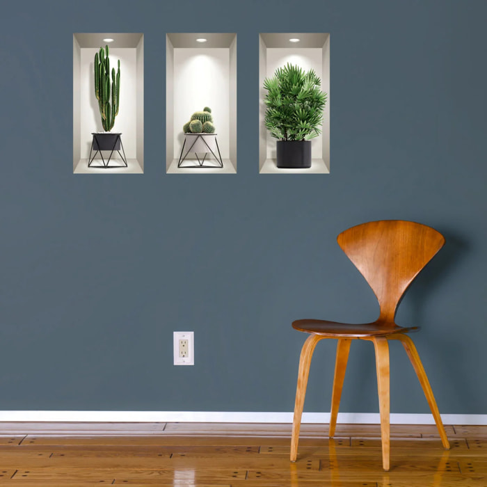 Sticker mural - Ambiance Sticker - 3D cactus designs - Effet - 80x120cm