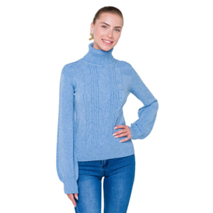 Maglia collo alto Hot Buttered Paquita azzurro