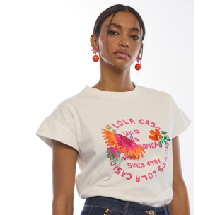 Maglietta pappagallo con piume