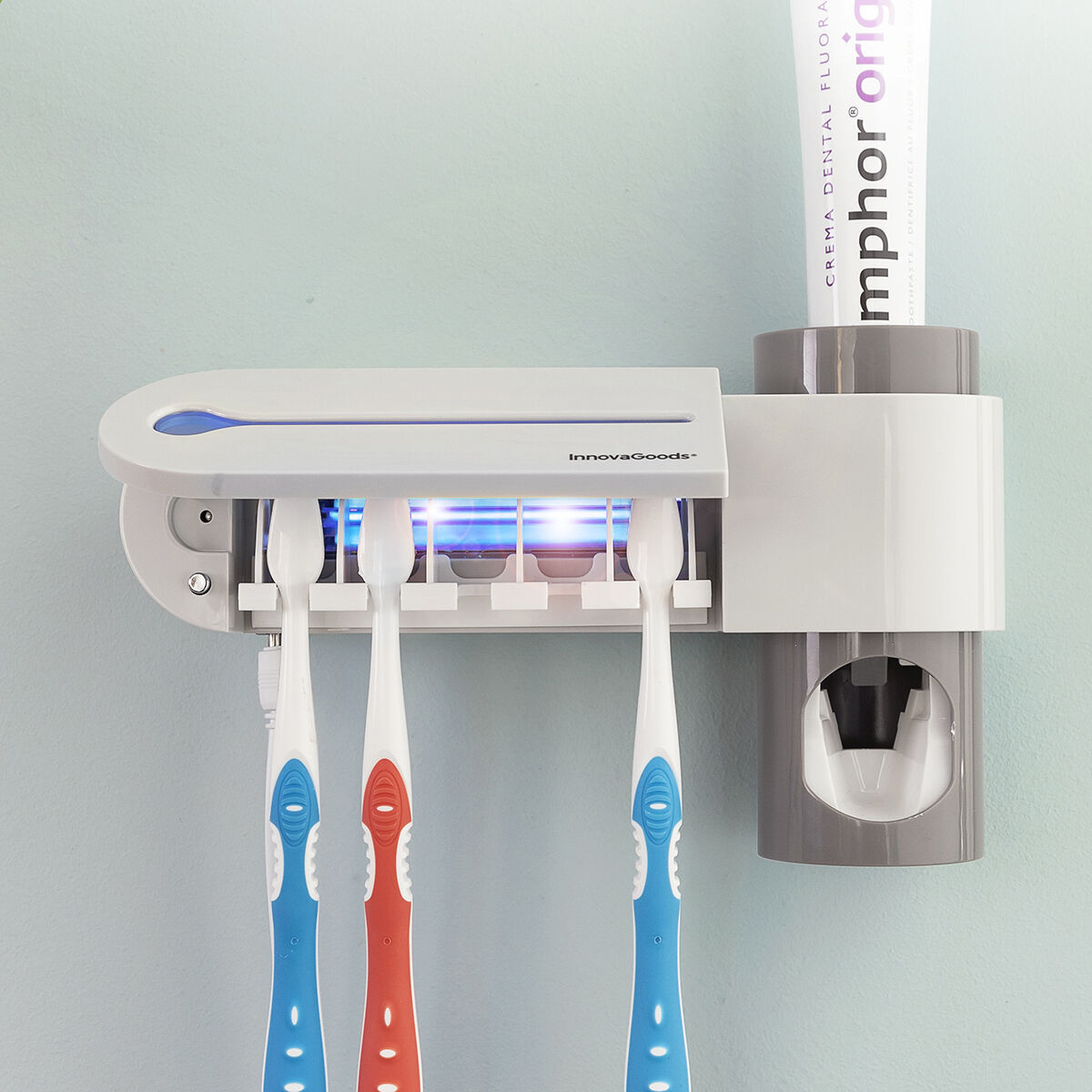 Sterilizzatore UV per Spazzolini da Denti con Supporto e Dispenser di Dentifricio Smiluv InnovaGoods