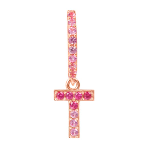 Orecchino Pendente con Lettera T in Pavé di Cubic Zirconia Blu