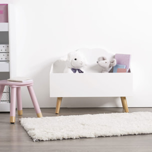 Baul infantil "nube" blanco perfecto para la ordenacion de los juguetes - 58 x 28 x 45,5 cm