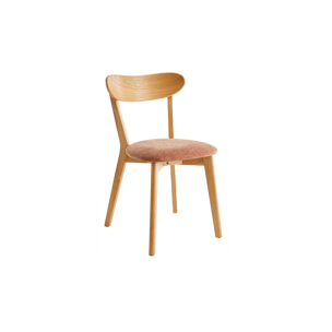 Chaises vintage en bois clair chêne et tissu effet velours terre brûlée (lot de 2) DOVE