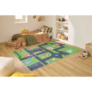 HAPPY - Tapis enfant lavable à motif circuit - Vert