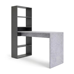 Mesa de escritorio con estantería en gris grafito y gris cemento 120x50 cm Cosmic Gris Grafito - Gris Cemento