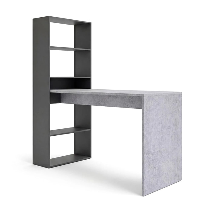 Mesa de escritorio con estantería en gris grafito y gris cemento 120x50 cm Cosmic Gris Grafito - Gris Cemento