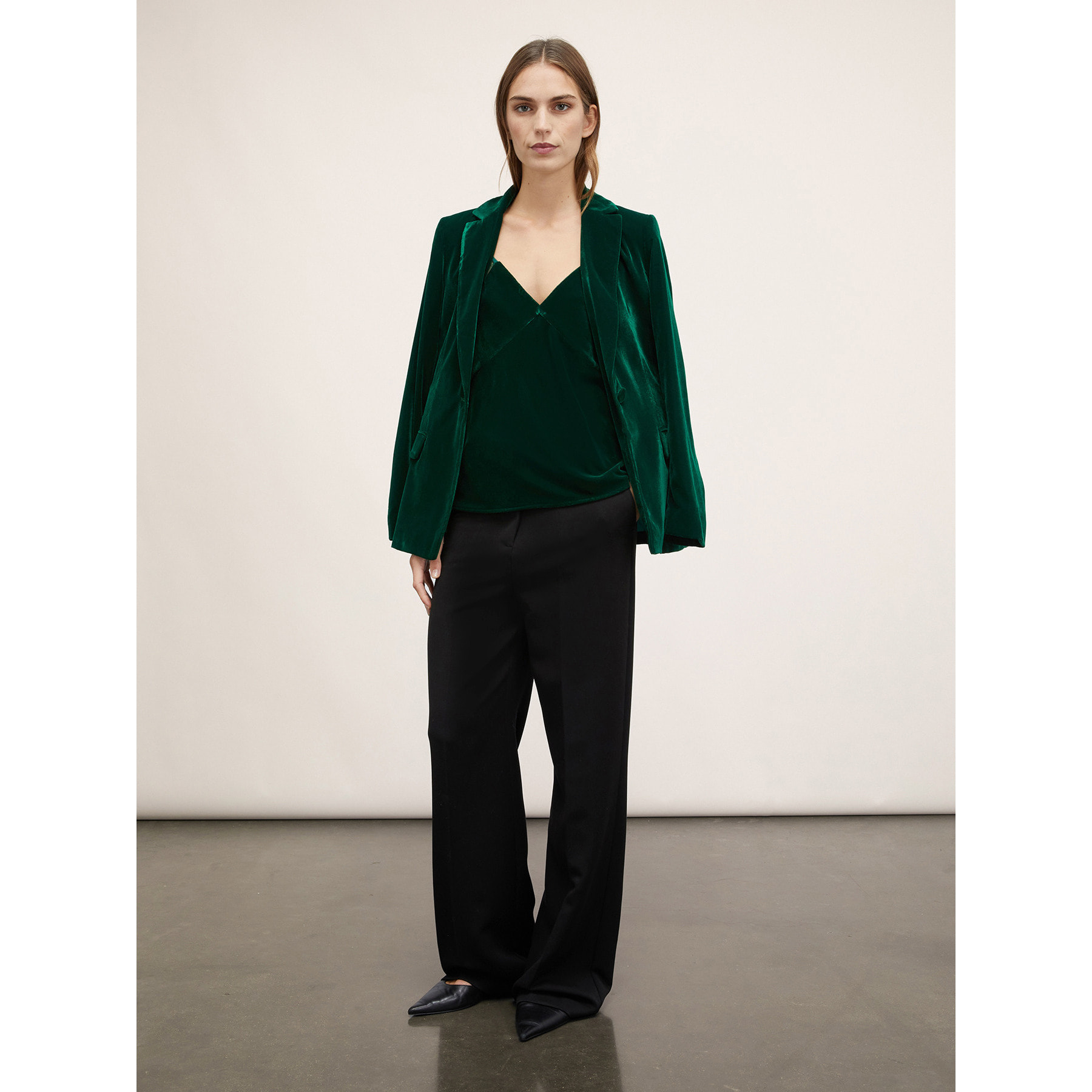 Motivi - Top lingerie in velluto liscio e pizzo - Verde