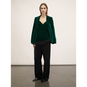 Motivi - Top lingerie in velluto liscio e pizzo - Verde