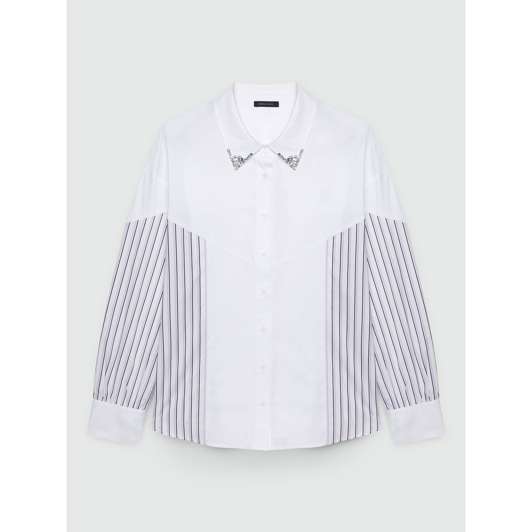 Fiorella Rubino - Camisa con inserciones de rayas - Blanco