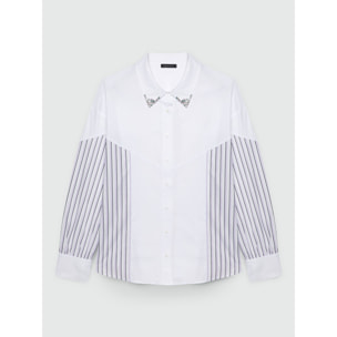 Fiorella Rubino - Camisa con inserciones de rayas - Blanco