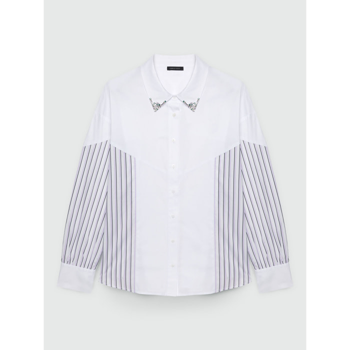 Fiorella Rubino - Camisa con inserciones de rayas - Blanco