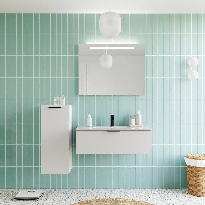 Ensemble vasque intégrée 1 tiroir + miroir - SOHO