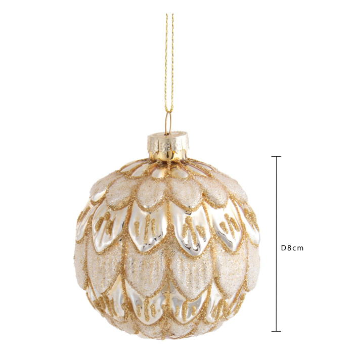 Sfera con Foglie - Pezzi 4 - Colore Dorato - 8x8Hx8cm - Bianchi Dino