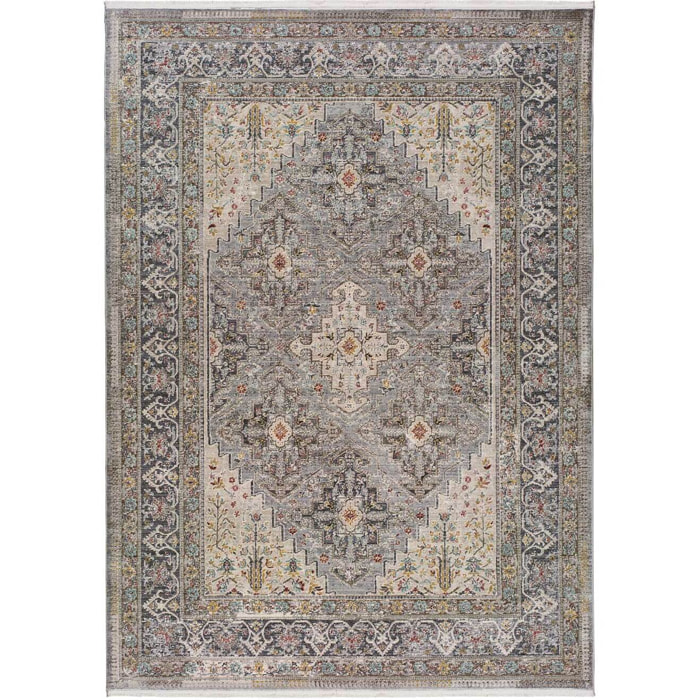 SAROUGH Alfombra vintage de pelo corto gris, varias medidas disponibles.