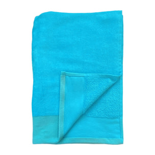 Serviette de bain éponge velours unie Shady Turquoise 140x180 370g/m²