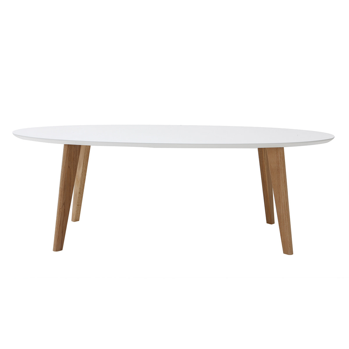 Table basse ovale scandinave blanc et bois clair chêne L120 cm EKKA