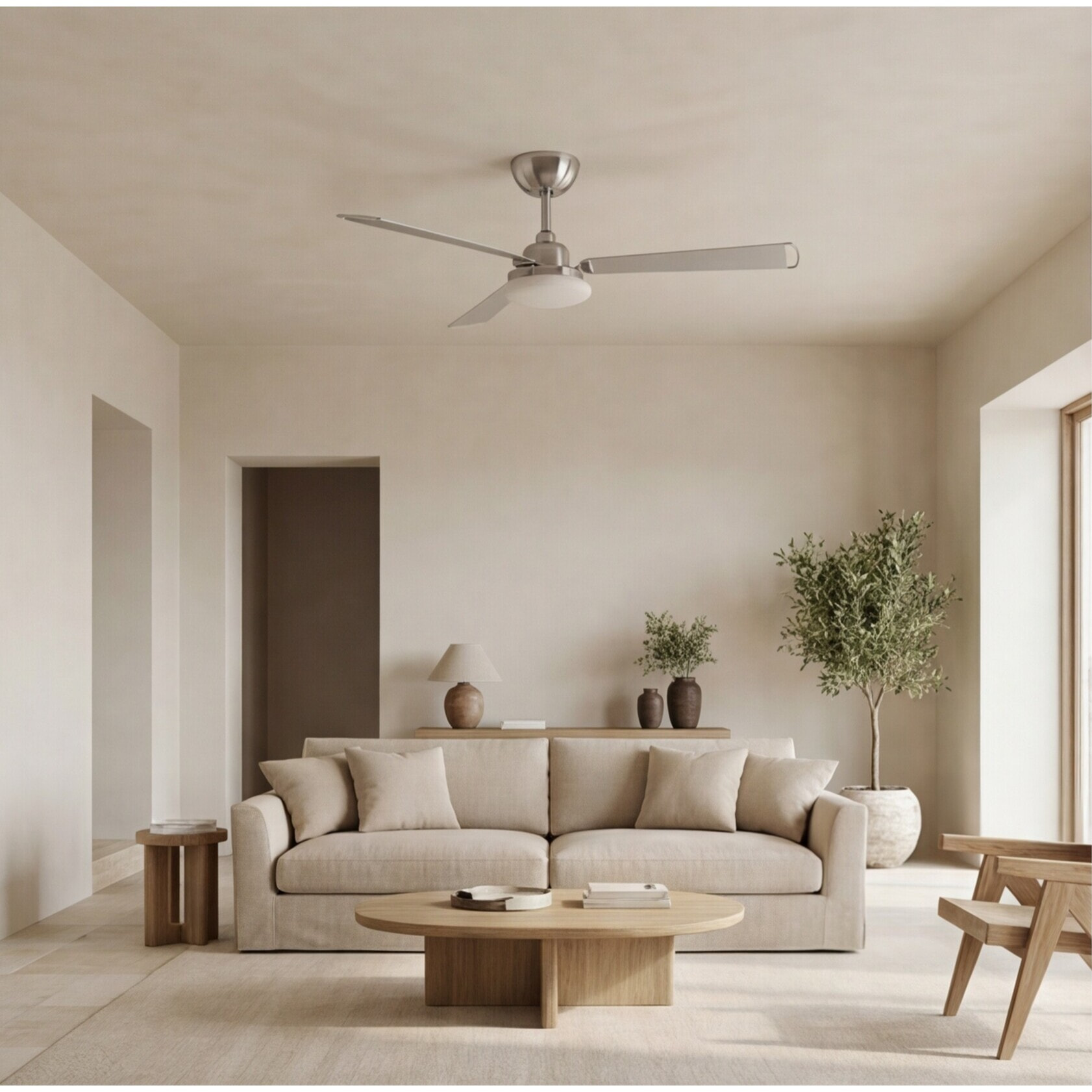 Forlight Ventilador Kudari Blanco Madera clara Blanco