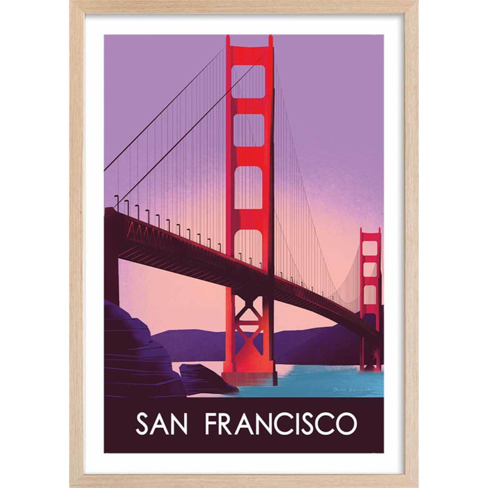 Affiche ville Le pont de San Francisco Affiche sous cadre bois