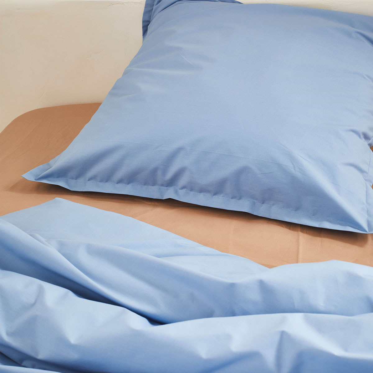Housse de couette unie en percale de coton, PREMIÈRE, Bleu