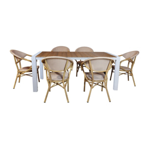 Ensemble de jardin table polywood blanc et fauteuil 6 places BAMAL