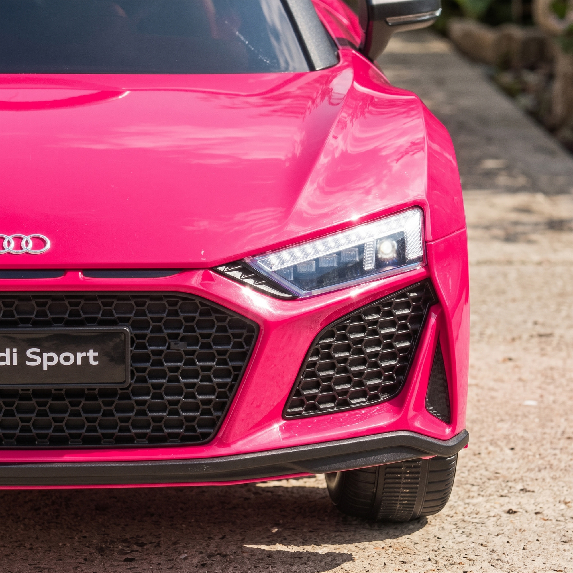 Coche Eléctrico para Niños Audi R8 Spyder Coche de Batería Litio 12V con Mando a Distancia 2,4 G 2 Motores Arranque Suave Suspensión Trasera Música Bocina USB Faros LED +3 Años 3-5km/h Rosa