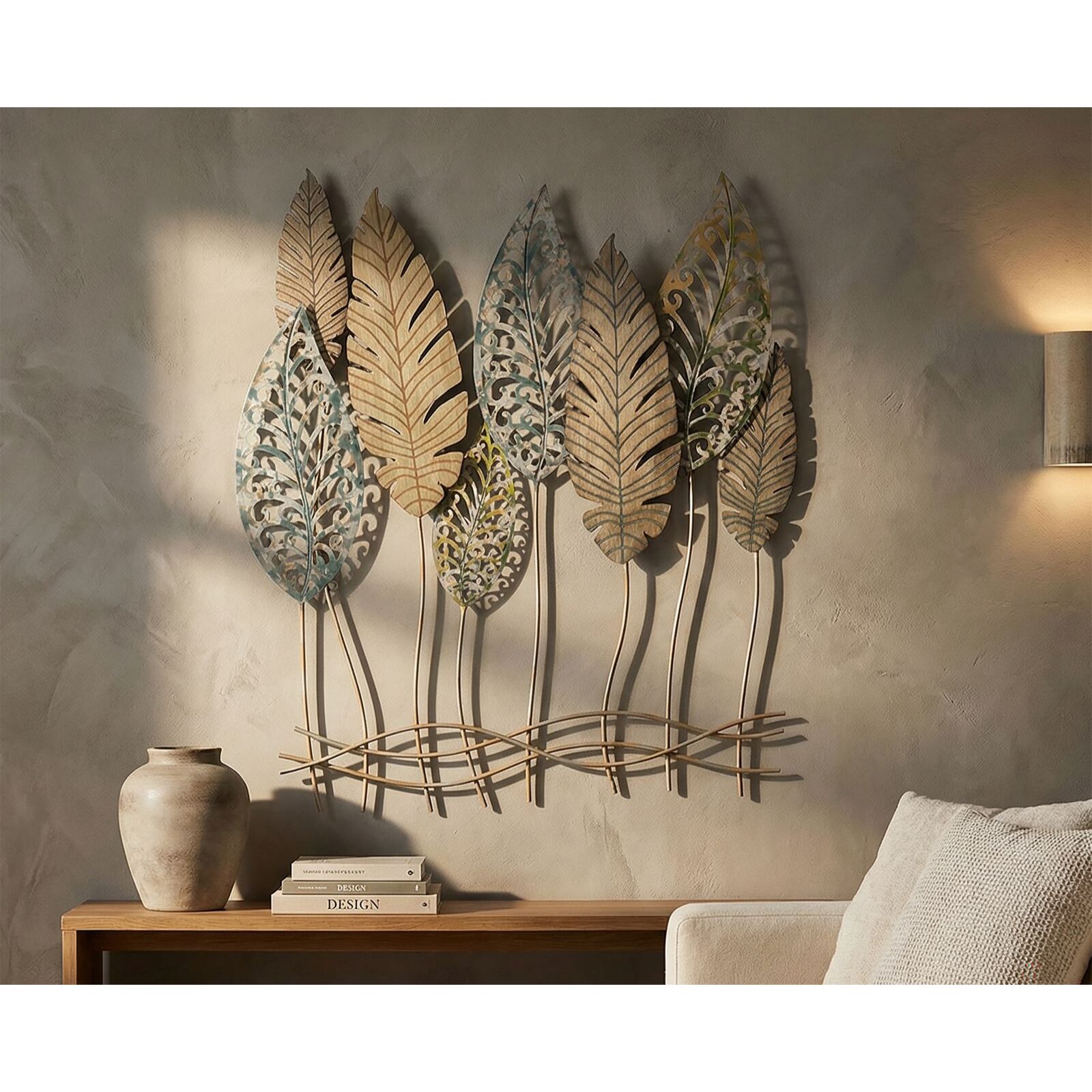 PANNELLO IN FERRO E LEGNO FOGLIE -C- CM 75X2,5X87