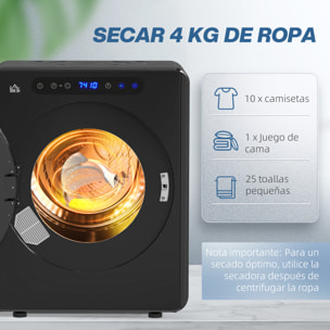 Secadora de Evacuación 5 KG Secadora de Ropa 1000W Función Antiarrugas Función Esterilizar Temporizador Pantalla LED Táctil Tambor Inox Negro