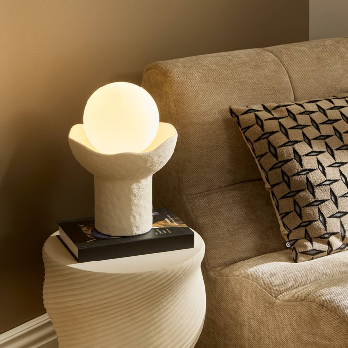 Lampe Obine boule H.29,5cm beige