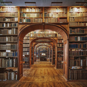 Affiche photo librairie des sciences - Affiche sous cadre bois