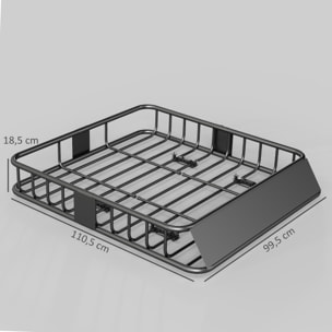 Galerie de toit en acier charge max. supportée 90 Kg dim. 110,5x99,5x18,5 cm noir