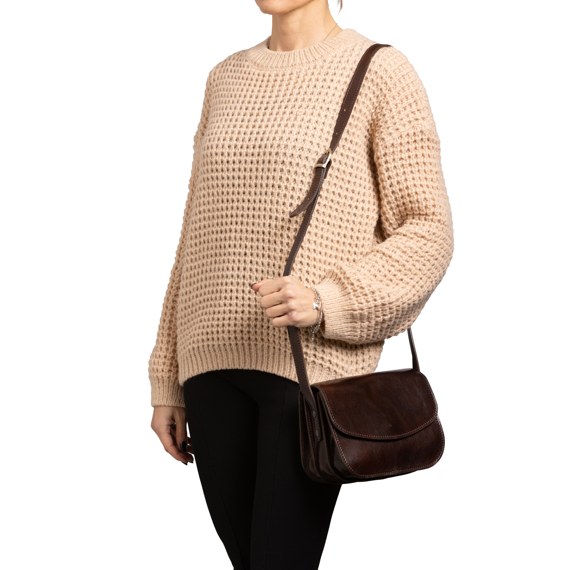 Borsa a tracolla  da donna In Vera pelle Made in Italy 22x16x9,5 cm