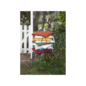 Coussin / Galette de chaise 38 x 38 cm en coton avec nouettes - KALA