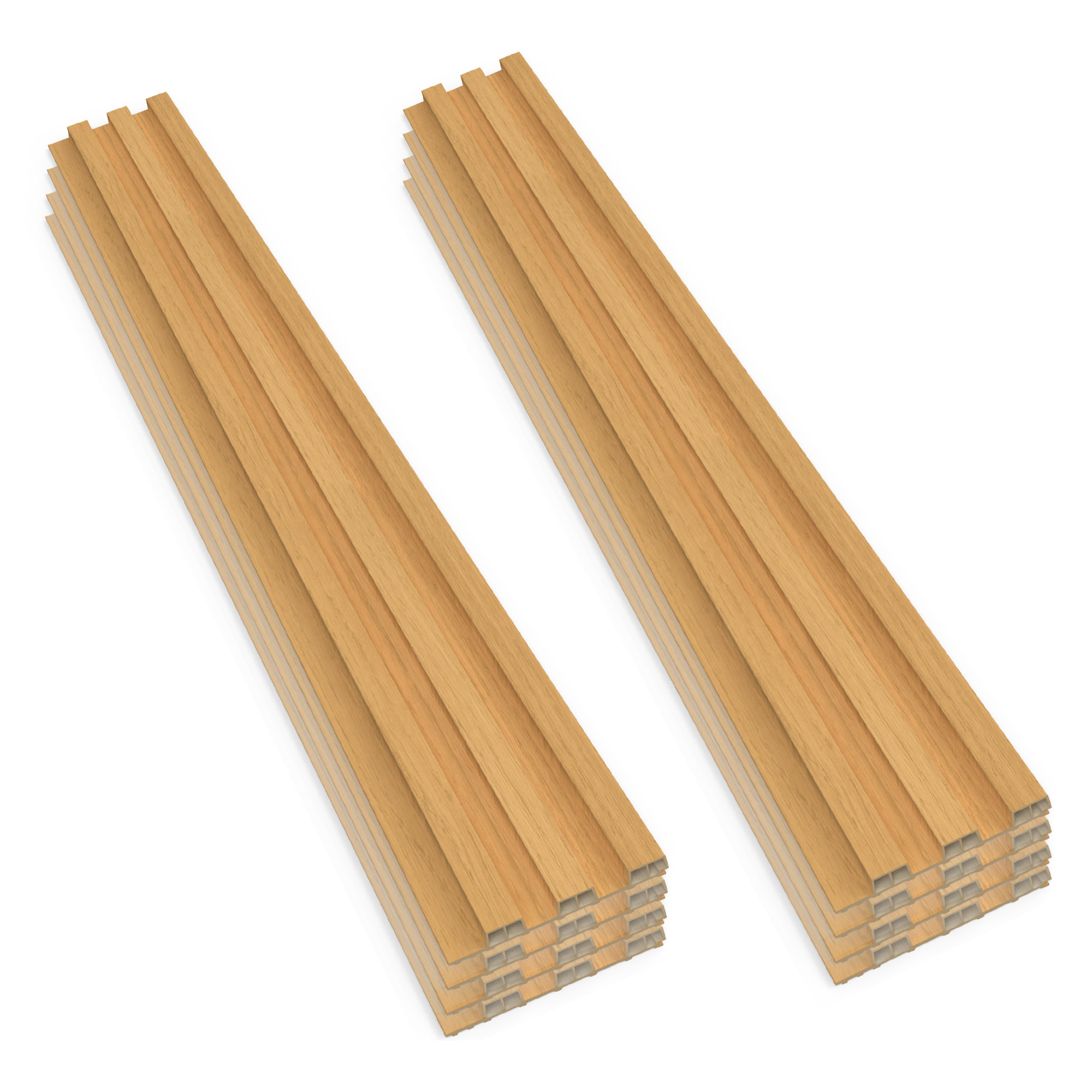 Bach - Set 8 Pannelli Fonoassorbenti Decorativi 150x18 cm per Interno ed Esterno in WPC Oak